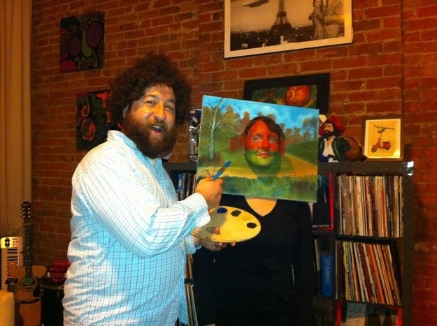 Bob Ross and a Painting Halloween Costume